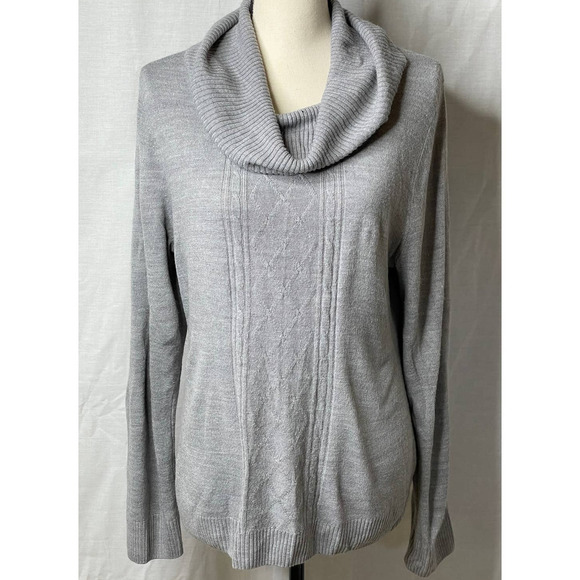 Carolyn Taylor Long Sleeved Cowl Neck Sweater Size Large Gray  * - Picture 1 of 6
